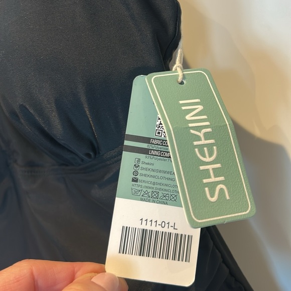 Shekini One Piece Dress Ruched Swimsuit Retro Black size L - Picture 6 of 12